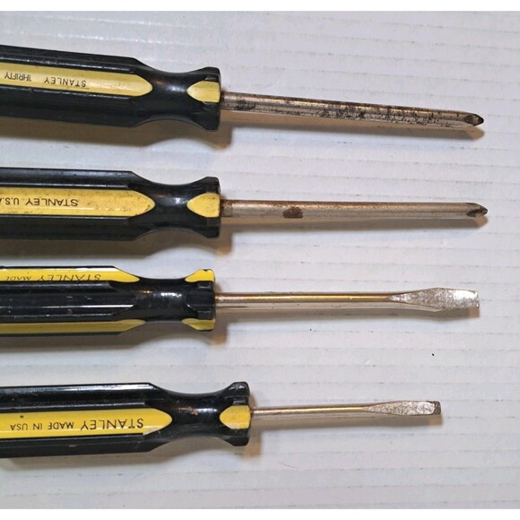 Stanley Screwdriver Lot 4 Philips Flat Slotted Head Hand Tools Vtg Made In USA - Picture 2 of 3